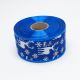 Стрічка мішковина новорічна, 6,3 см, D08563 Олені, завитки, сніжинки, синього кольору