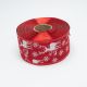 Стрічка мішковина новорічна, 6,3 см, D08563 Олені, завитки, сніжинки, червоного кольору