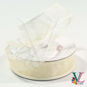 Лента с органзы ажурный край 2,5 см, цвет кремовый