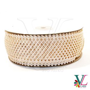 Тесьма атласная “сеточка” 4,0 см, цвет кремовый