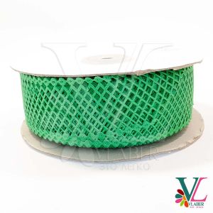 Тесьма атласная “сеточка” 4,0 см, цвет зеленый