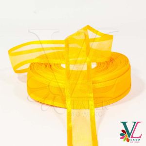 Стрічка з органзи атласний кант 2,5 см, колір апельсиновий