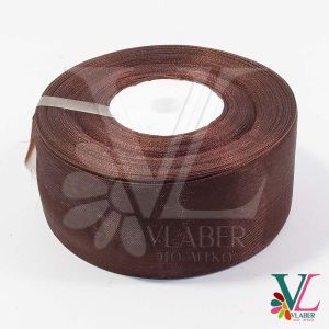 Стрічка з органзи 4,0 см, колір коричневий