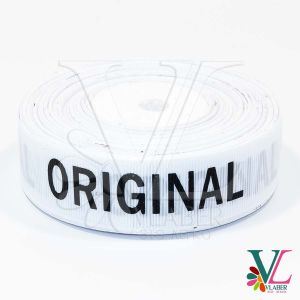Стрічка репсова біла з написами 2,5 см, ORIGINAL