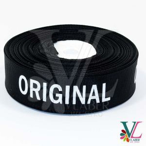 Стрічка репсова чорна з написами 2,5 см, ORIGINAL