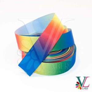 Лента репсовая градиент 2,5 см, радуга