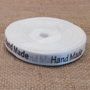 Лента атласная Hand Made 1,2 см, цвет молочный