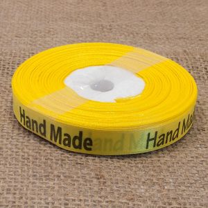 Стрічка атласна Hand Made 1,2 см, колір яскраво-жовтий