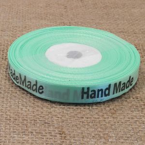 Лента атласная Hand Made 1,2 см, цвет зеленый чай