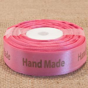 Лента атласная Hand Made 2,5 см, цвет темно-розовый