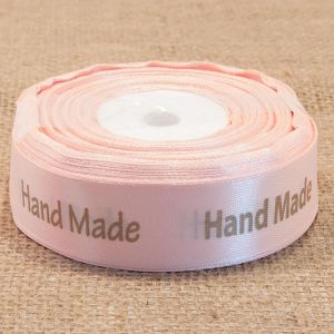 Лента атласная Hand Made 2,5 см, цвет шампань