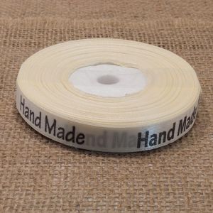 Стрічка атласна Hand Made 1,2 см, колір кремовий