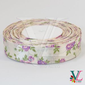 Стрічка атласна розочки (кремова) 2,5 см, колір бузковий