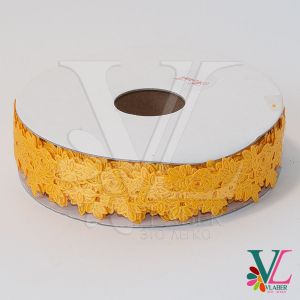 Тесьма атласная “розочка” 2,5 см, цвет апельсиновый