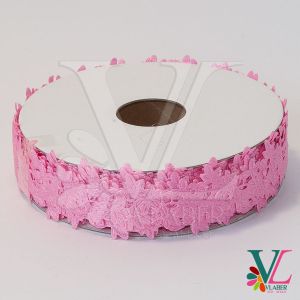 Тесьма атласная “розочка” 2,5 см, цвет розовый