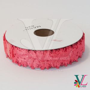Тесьма атласная “розочка” 2,5 см, цвет фуксия