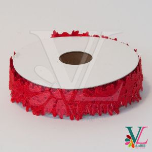 Тесьма атласная “розочка” 2,5 см, цвет красный