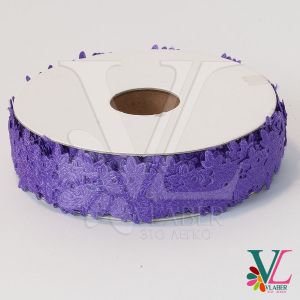 Тесьма атласная “розочка” 2,5 см, цвет фиолетовый