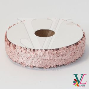 Тесьма атласная “розочка” 2,5 см, цвет пудра