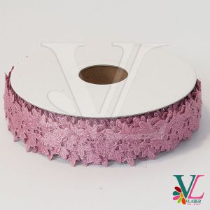Тесьма атласная “розочка” 2,5 см, цвет сливовый