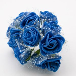 Букет роз из фома с фатином 11007 S 3,5 см, цвет синий