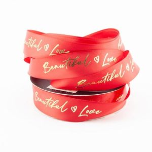 Стрічка атласна "Beautiful Love" 2,5 см 30 м. D30139 червона