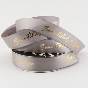 Стрічка атласна "Beautiful Love" 2,5 см 30 м. D30139 сіра