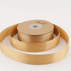 Лента атласная, двухсторонняя 2,5 см, 23 м. золотая