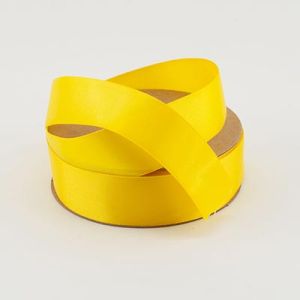 Лента атласная, двухсторонняя 2,5 см, 23 м. желтая
