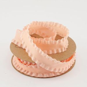 Лента атласная с рюшей 2,5 см, 23 м. персиковая