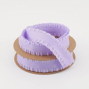 Лента атласная с рюшей 2,5 см, 23 м. сиреневая