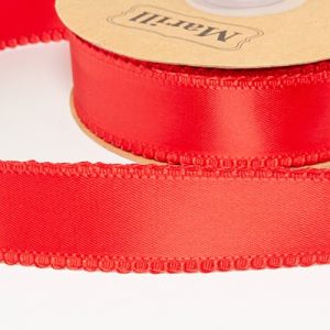 Атласна стрічка з кантиком 2,5 см червона