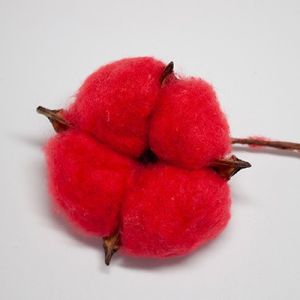 Цветок хлопка декоративный красный 5-6 см, 20 шт