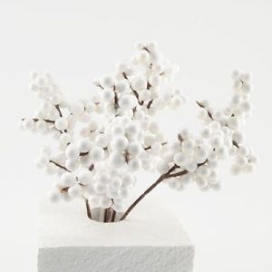 Декоративная веточка с шариками 5мм С30344, 20 см, 50 шт. белая