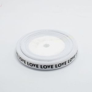 Стрічка репсова біла з написами 0,9 см LOVE