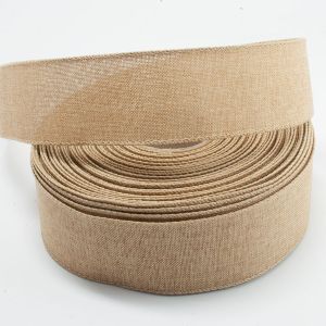 Лента цветная мешковина 4,0 см, 25 ярд, цвет светло-коричневый