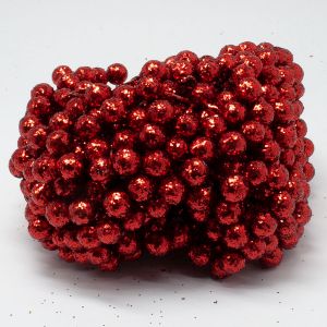 Шарики декоративные с глитером 12 мм, 400 шт, цвет красный