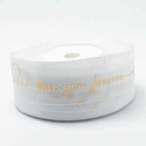 Лента атласная Love you forever 2,5 см, 18 м, цвет белый