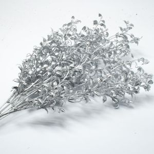 Веточка самшита декоративная, 1 шт, цвет серебристый
