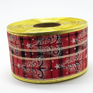 Стрічка новорічна Шотландка, ялинка 6,3 см, 25 ярд, D11463