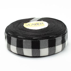 Лента ситцевая 2,5 см, квадратик, 18 м, цвет черный