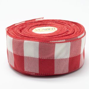 Лента ситцевая 4,0 см, квадратик, 18 м, цвет красный
