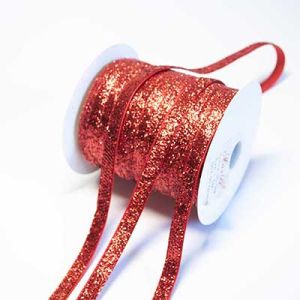 Лента бархатная с люрексом 1,0 см, цвет красный