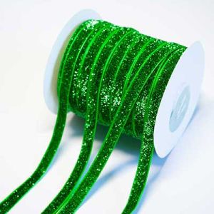 Стрічка оксамитова з люрексом 1,0 см №06 зелений