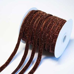 Лента бархатная с люрексом 1,0 см №14 коричневый