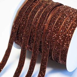 Лента бархатная с люрексом 1,0 см №14 коричневый