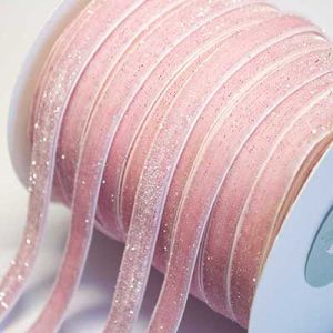 Стрічка оксамитова з люрексом AB 1,0 см рожева