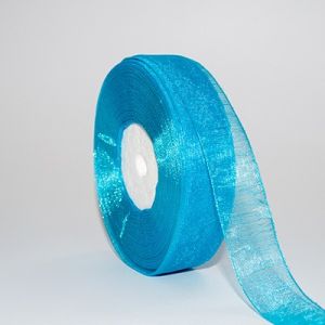 Стрічка з органзи 2,0 см, колір темно-бірюзовий