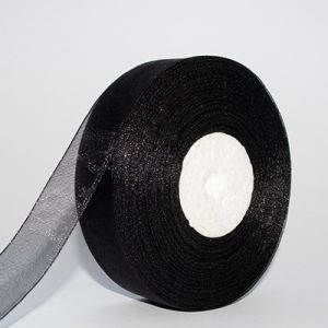Стрічка з органзи 2,0 см, колір чорний