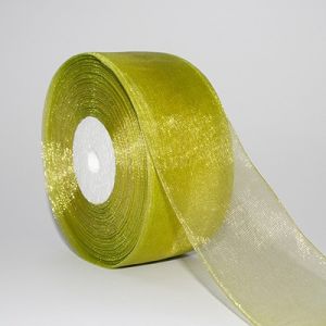 Стрічка з органзи 4,0 см, колір трав'яний